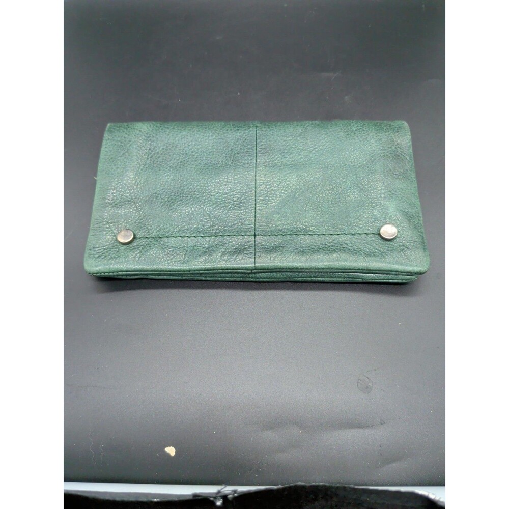 Latico NJ USA Hunter Green Leather Clutch Wallet Magnetic Snap Zip Vintage